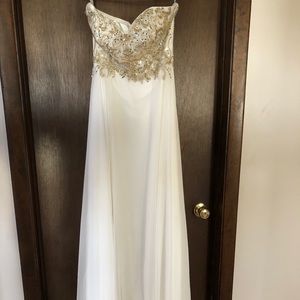 White & Gold prom dress